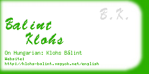balint klohs business card